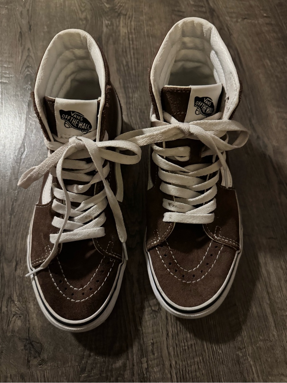 VANS Sk8-Hi Men's High Top Lace-Up Sneakers Brown/White Solid M5 W6.5